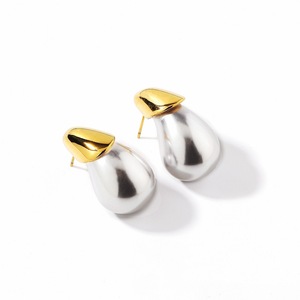 Boucles d'oreilles en forme de goutte d'eau, imitation perle, plaqué or, acier inoxydable, bijoux tendance - Product Image 5