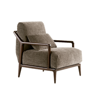 Fauteuil en cuir PU de style italien avec accoudoirs en bois |   Chaise de loisirs moderne ergonomique et écologique pour salle à manger et salon |   Salle de séjour, chambre à coucher