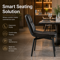 Chaise de salle à manger moderne matelassée en similicuir noir avec pieds araignées pour hôtel et restaurant