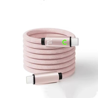 Câble de charge rapide magnétique auto-enroulable 240W PD USB-C vers USB-C en nylon tressé pour téléphone portable/tablette, 1m, 1,5m, 2m