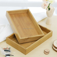 Boîte de rangement multifonctionnelle en bambou naturel durable, moderne, à compartiment unique, capacité 1-2L, pour salle de bain, bureau