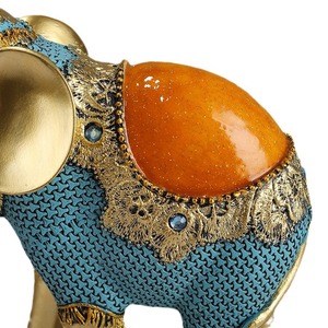 <b>Elephant</b> Figurine Resin Blue Gold Decorative Pair For Living Room Wedding <b>Gift</b> - Product Image 5