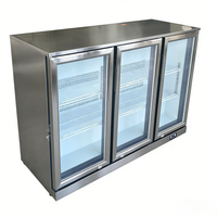 Réfrigérateur horizontal compact rétro de haute qualité pour canettes de bière, porte vitrée, refroidissement par air, acier inoxydable, dégivrage automatique, 2 2-8