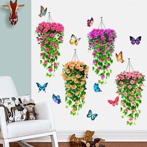 Butterfly Rose <b>Flower</b> Basket Self-adhesive PVC <b>Wall</b> Stickers for Living Room and Bedroom Decoration <b>Wall</b> Stickers - Product Image 3