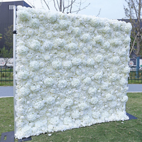 Mur floral décoratif enroulable pour mariage, artificiel, blanc, 3D 5D, 8ft x 8ft, roses et hortensias