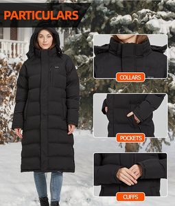 Của phụ nữ có thể sạc lại pin nước nóng nóc Áo khoác hồng ngoại xa Điện áo với bông vải nylon lót dài chiều dài - Product Image 5
