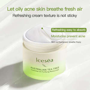 Crème hydratante pour le visage à l'arbre à thé Icesea, peau grasse/à tendance acnéique, contrôle du sébum, non comédogène, réduit la brillance, arbutine, céramide, GMP - Product Image 6