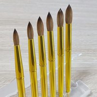 Fournisseur en gros 100% Kolinsky brosse à ongles meilleure qualité acrylique brosses à ongles pur Kolinsky cheveux or métal ongles brosses acryliques