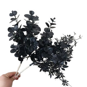 Fleurs artificielles en plastique pour la Toussaint, série noire, matériaux floraux pour Halloween, fleurs préservées, décorations pour la Fête des Fantômes - Product Image 2
