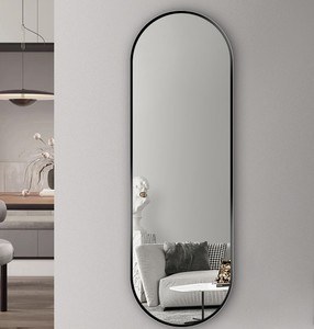 <span class=keywords><strong>Miroir</strong></span> mural ovale pleine longueur Wosen, cadre en métal noir fin, forme capsule, du sol au <span class=keywords><strong>plafond</strong></span>, pour salon, entrée, décoration personnalisée - Product Image 2