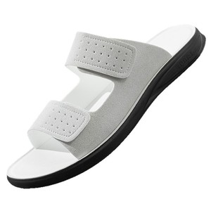Sandalias Casuales para Hombre, Punta Abierta, Parte Superior Textil, Suela de Goma Antideslizante, Cierre de Velcro, Zapatos de Playa para Verano - Product Image 5