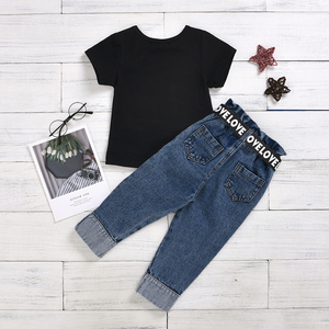Conjuntos de Ropa de Verano para Niñas de 1 a 6 Años, Camisetas con Letras, Pantalones Vaqueros, Conjuntos de Ropa - Product Image 3