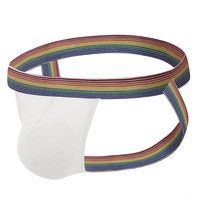 Jockstrap pour homme en coton et élasthanne, rayé, ceinture de 2,5 cm, 95 % coton, 5 % élasthanne, poche en maille respirante tissée |   Sous-vêtements avec logo personnalisé