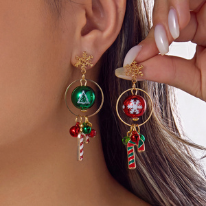 Anting-anting Rumbai Panjang Bintang Natal Baru Rinhoo untuk Wanita, Anting-anting Kristal Halus Berbentuk Pita Lonceng Berongga, Perhiasan Festival Natal - Product Image 3