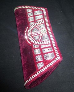 Store Handcrafted Velvet Embroidered Clutch <b>Purse</b> for Women Return Gift Favor up to 1L Capacity Flap Closure - Product Image 3