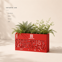 Jardinière rectangulaire en métal rouge ajouré, design moderne, écologique et durable, pour hôtels, salles à manger, balcons, jardins et terrasses