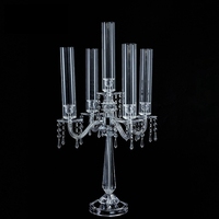 Vente flash : candélabre en acrylique, centre de table, grand porte-bougie noir, accessoires de mariage, chemin de table, style européen, 9 bras
