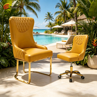 Ensemble de chaises de salon de manucure ergonomiques en cuir PU de luxe de haute qualité avec finition dorée, chaise de client moderne pour manucure, chaise pivotante pour technicien
