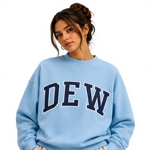 Sudadera Oversize Azul Claro para Mujer con Bordado Personalizado DEW, Cuello Alto, Estilo Casual y Urbano - Product Image 1
