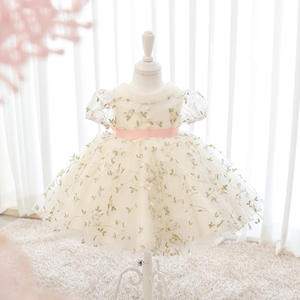 Abiti da ballo con fiori in pizzo per bambini con stampa per pausa pranzo vestiti da festa primavera abiti da bambina carini - Product Image 6