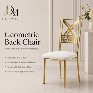 Wholesale Gold Stainless Steel X Back Wedding Banquet <b>Chair</b> with White Cushion for Hotel and Event Rental - Product Image 1