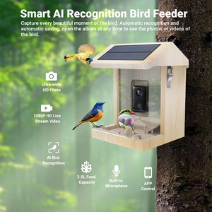 Mangeoire à <span class=keywords><strong>oiseaux</strong></span> intelligente en bois avec caméra Caméra étanche pour <span class=keywords><strong>oiseaux</strong></span> avec panneau solaire Technologie AI Amoureux des <span class=keywords><strong>oiseaux</strong></span> Contrôle APP - Product Image 2