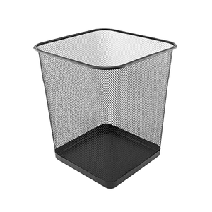 Poubelle carrée en treillis métallique, panier à papier de bureau sur pied avec ou sans couvercle, pour la collecte des déchets à la maison ou au bureau - Product Image 3