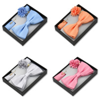Ensemble de Nœuds Papillon Côtelés Solides pour Hommes en Gros, avec Pochette de Costume en Jacquard de Polyester et Épingle de Revers, Idéal pour Mariages Formels, Anti-Boulochage