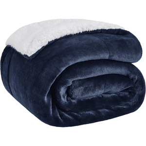 Plaid en flanelle et polaire Sherpa double couche, réversible, doux et confortable, 2 plis, uni, portable, 100% coton, avec logo personnalisé, fabriqué en Chine - Product Image 1
