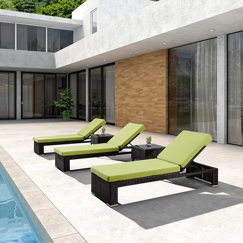 Y172a Ligstoel Chaise Lounge Stoelen Zwembad Outdoor Fauteuil Waterdichte Kussen Rotan Frame Fauteuil Tuinmeubilair