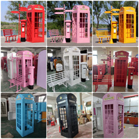 ZKAI Accessoires de mariage : Ensemble cabine téléphonique blanche vintage, support pour livre d'or audio et boîte aux lettres, pour décoration de mariage