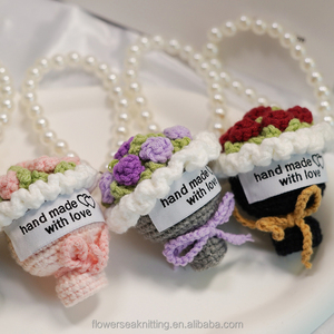 Tay dệt kim Crochet hoa KEYCHAIN-nhỏ nhân tạo tăng hướng dương Thiết kế thân thiện với môi Polyester giáng sinh phục sinh món quà tùy chỉnh - Product Image 1