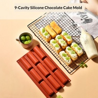 Moule à gâteau en silicone à 9 cavités, formes semi-circulaires et rectangulaires, facile à démouler et à nettoyer, outil de pâtisserie maison pour le chocolat