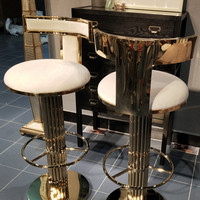 Offres Spéciales Moderne En Acier Inoxydable de Luxe À Dossier Haut Pivotant Tabouret De Bar Chaise Haute Réglable Pour Comptoir d'hôtel