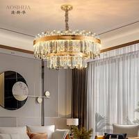 AOSIHUA Design Simple nouvel hôtel de luxe suspendu moderne or longue lampe rectangulaire lustre en cristal suspension