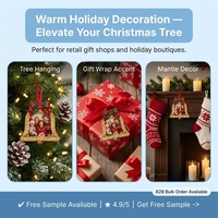 Ornement de Noël personnalisé en forme de cloche dorée perlée, cadre en feutre fait main pour photos, cadeau commémoratif de vacances, vente en gros