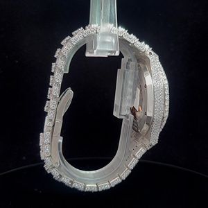 Reloj Analógico Automático de Moissanita Clásico, Simple y de Lujo, Hecho a Mano, Unisex, con Esfera Blanca, Regalo de Aniversario de Moda - Product Image 2