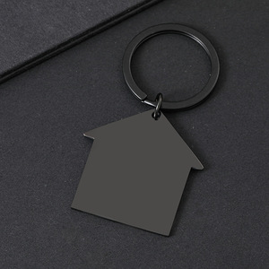 Porte-clés en métal personnalisé avec logo, breloques en vrac pour bricolage, pendentif porte-clés en acier inoxydable doré, porte-clés vierges en forme de <span class=keywords><strong>maison</strong></span> - Product Image 6