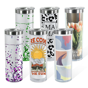 Bicchieri di sublimazione di Snowglobe da 20 once al di fuori di plastica e acciaio inossidabile interno tazze fai da te - Product Image 3