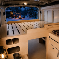 Lit de camping-car avec armoire de rangement arrière, structure en aluminium alvéolé, espace intérieur modulaire pour camping-car, gain de place, installation facile, personnalisable