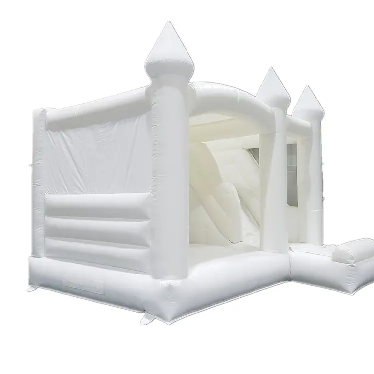 Casa de bouncia branca com castelo inflável, de atividade divertida, para crianças, inflar comercial, castelo de bouncy