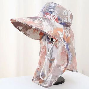 Sombrero de sol de ala ancha para verano con protector facial, transpirable, protección para exteriores para mujer, ciclismo, recolección de té - Product Image 2