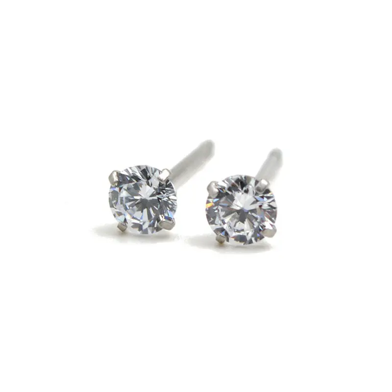 Simple Crystal Zircon Star Stainless Steel Stud Earrings