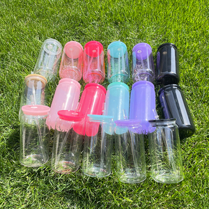 Paquete de 50 latas de refresco de plástico de colores macaron transparentes reutilizables de gelatina acrílica de 16oz con tapas de PP de colores para café helado, <span class=keywords><strong>soda</strong></span>, Pop - Product Image 3