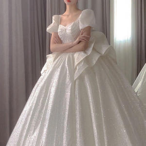 Guangzhou Auyan 2024 nouvelle <span class=keywords><strong>mariée</strong></span> fil principal traînant Sen femmes enceintes rétro Simple Ld <span class=keywords><strong>robe</strong></span> <span class=keywords><strong>de</strong></span> <span class=keywords><strong>mariée</strong></span> blanche pour mariage formel - Product Image 2