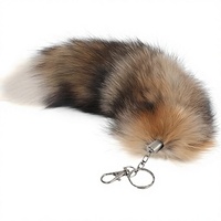 Iivos Fluffy Therian Fox Tail Carabiner Keychain - Queue de renard en fausse fourrure aux couleurs réalistes, durable pour Halloween et le cosplay du Nouvel An (Sun Fox)