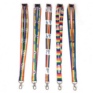 Factory Direct Sale Custom Rainbow <b>Lanyard</b> Neck Strap for ID Card Badge Holder - Product Image 2