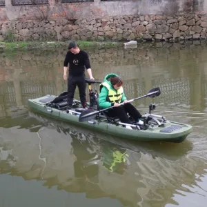 Caiaque vicking lldpe plástico 2023, caiaque de 14 pés, pedal de pesca para 1 ou 2 pessoas, com remo