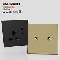 BAOBEN Interrupteur à bouton-poussoir en acier inoxydable brossé, prise de courant multifonctionnelle, convient à un usage domestique.