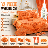Juego de Edredón de Lujo Bordado de 12 Piezas para Boda con Cortinas a Juego, Tamaño King, OEM ODM, Venta al Por Mayor